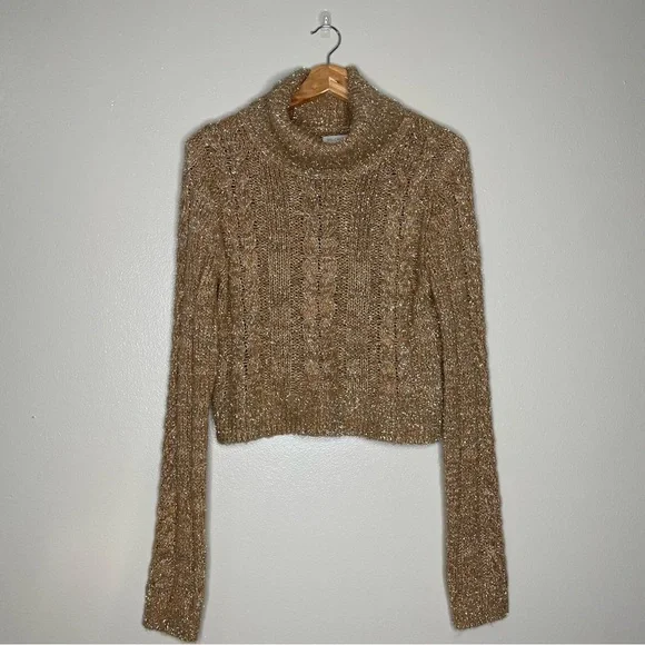 PILCRO | Cableknit Shine Wool Blend Turtleneck Sweater - Picture 10 of 15